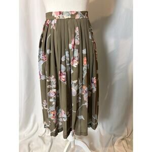 Vintage 70s/80s Floral Midi Pleated Skirt Patty Woodard Size Small